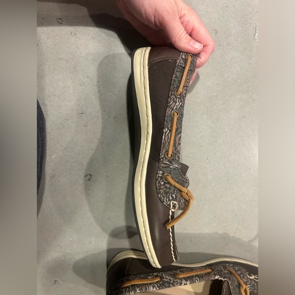 Sperry Topsider Boat Shoes Women’s Barrelfish 6 Brown Print Leather - Picture 4 of 5